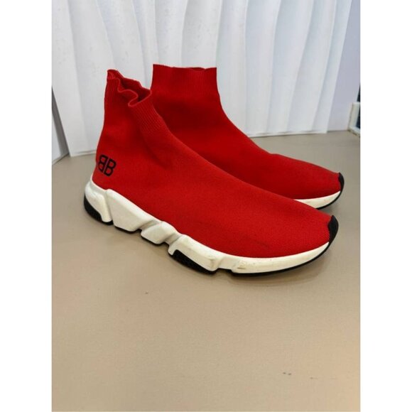 Balenciaga Red Logo Embroidered Casual Sock Shoes Size 42 - Picture 4 of 5